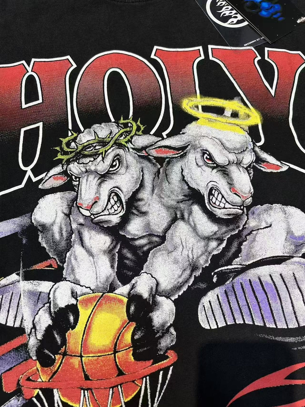 Hellstar Holy State Sheep Basketball Graphic T-Shirt — detail