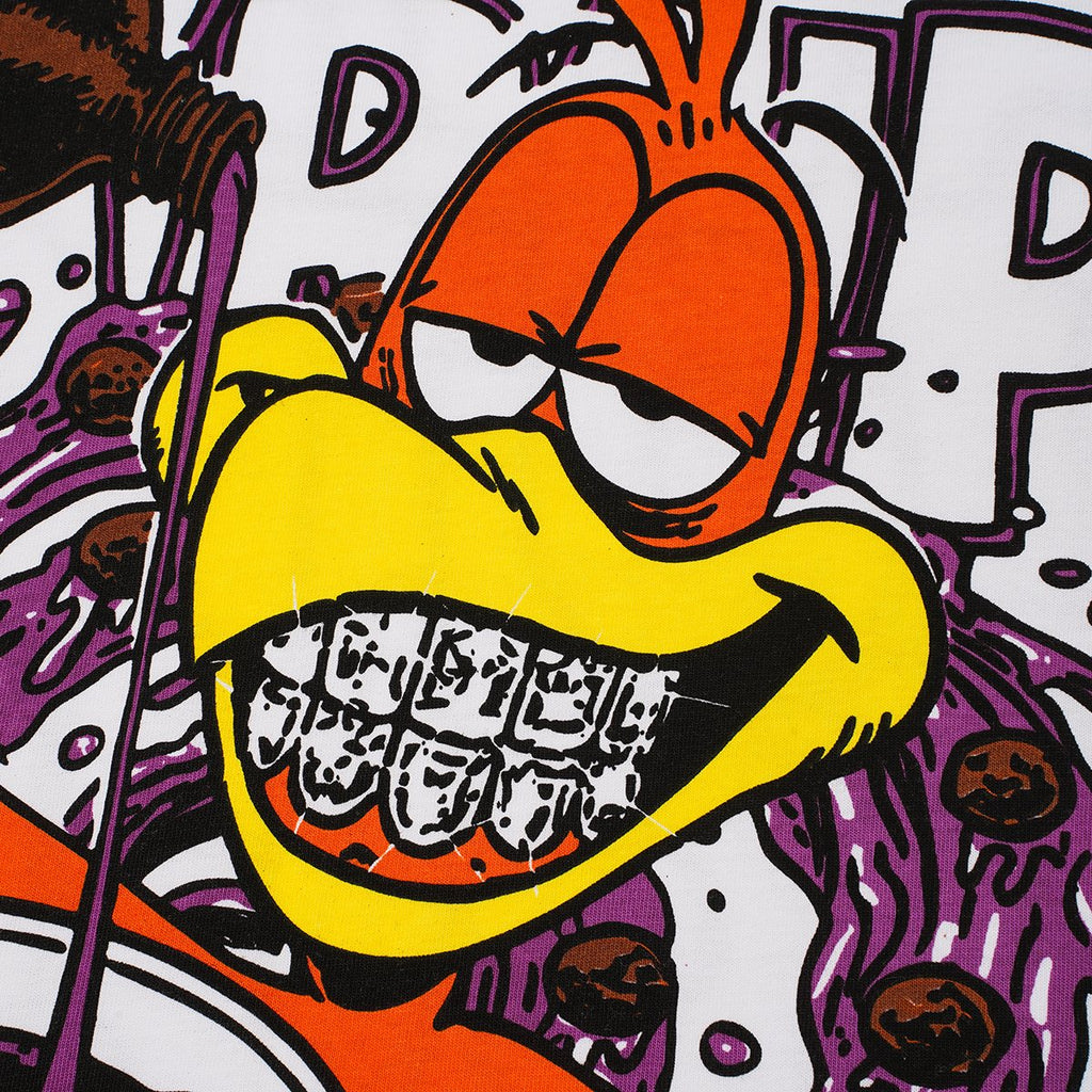 THAT'S A AWFUL LOT OF COUGH SYRUP Cartoon Ringer T-Shirt — detail