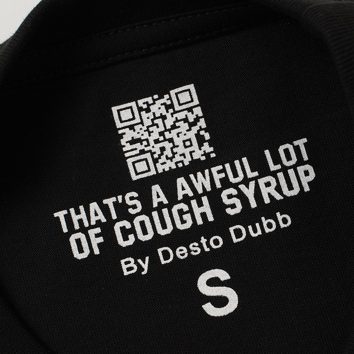 THAT'S A AWFUL LOT OF COUGH SYRUP P47 Graphic Black Short-Sleeve T-Shirt — neck_label