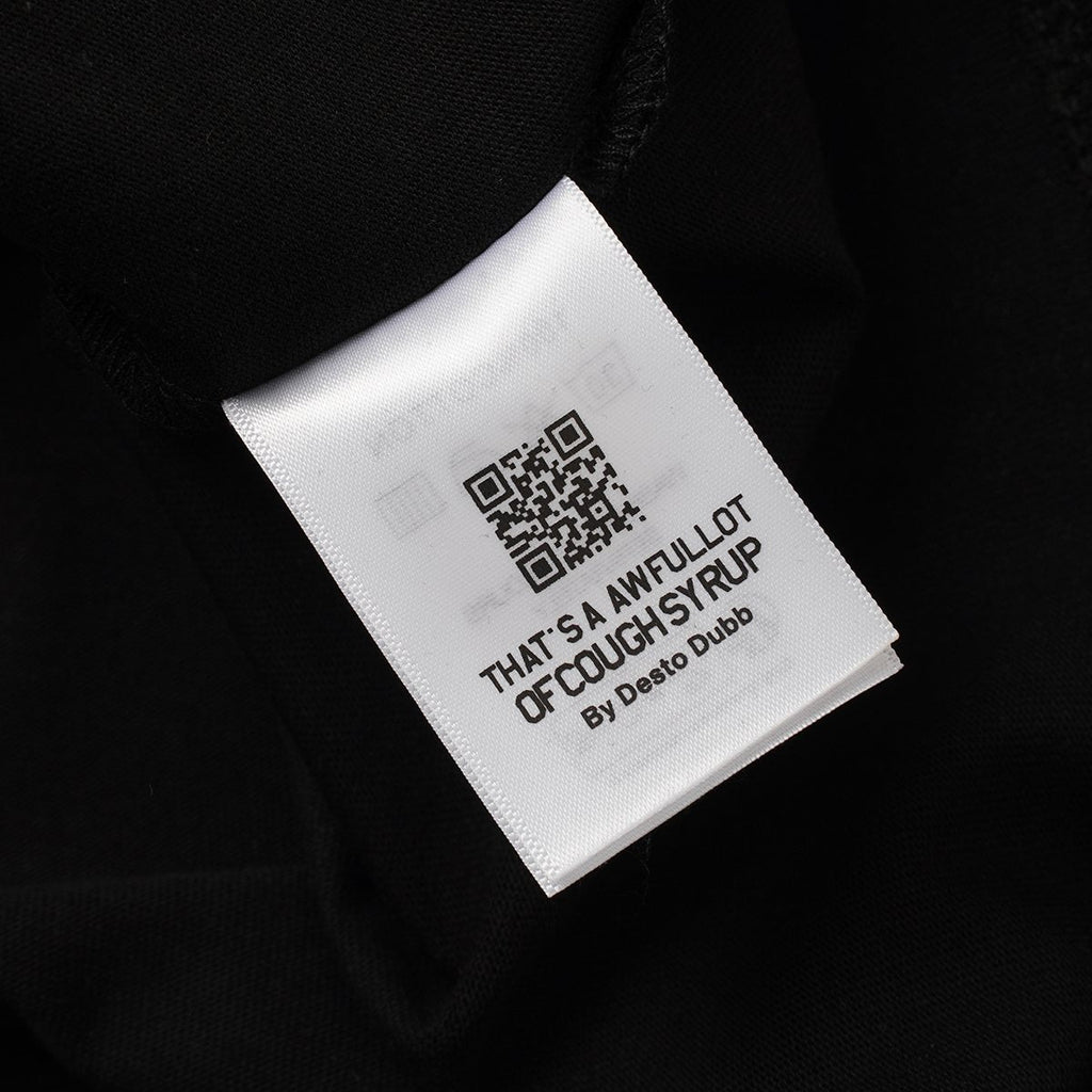 THAT'S A AWFUL LOT OF COUGH SYRUP P47 Graphic Black Short-Sleeve T-Shirt — neck_label