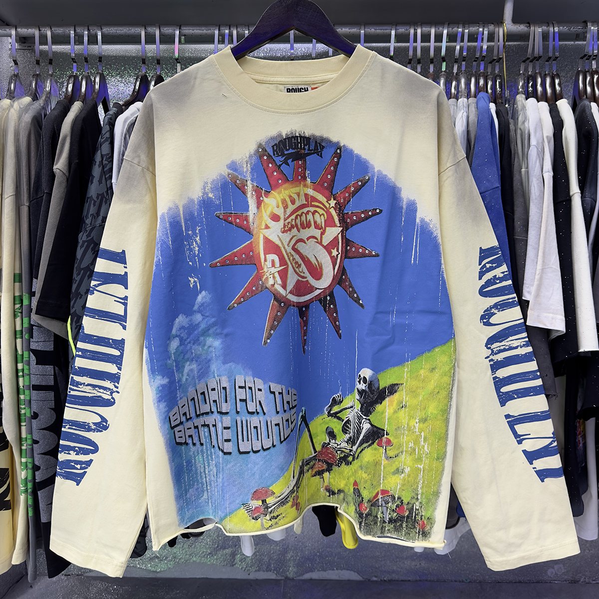 Rough Play SunShower Rhinestone Long-Sleeve T-Shirt — context