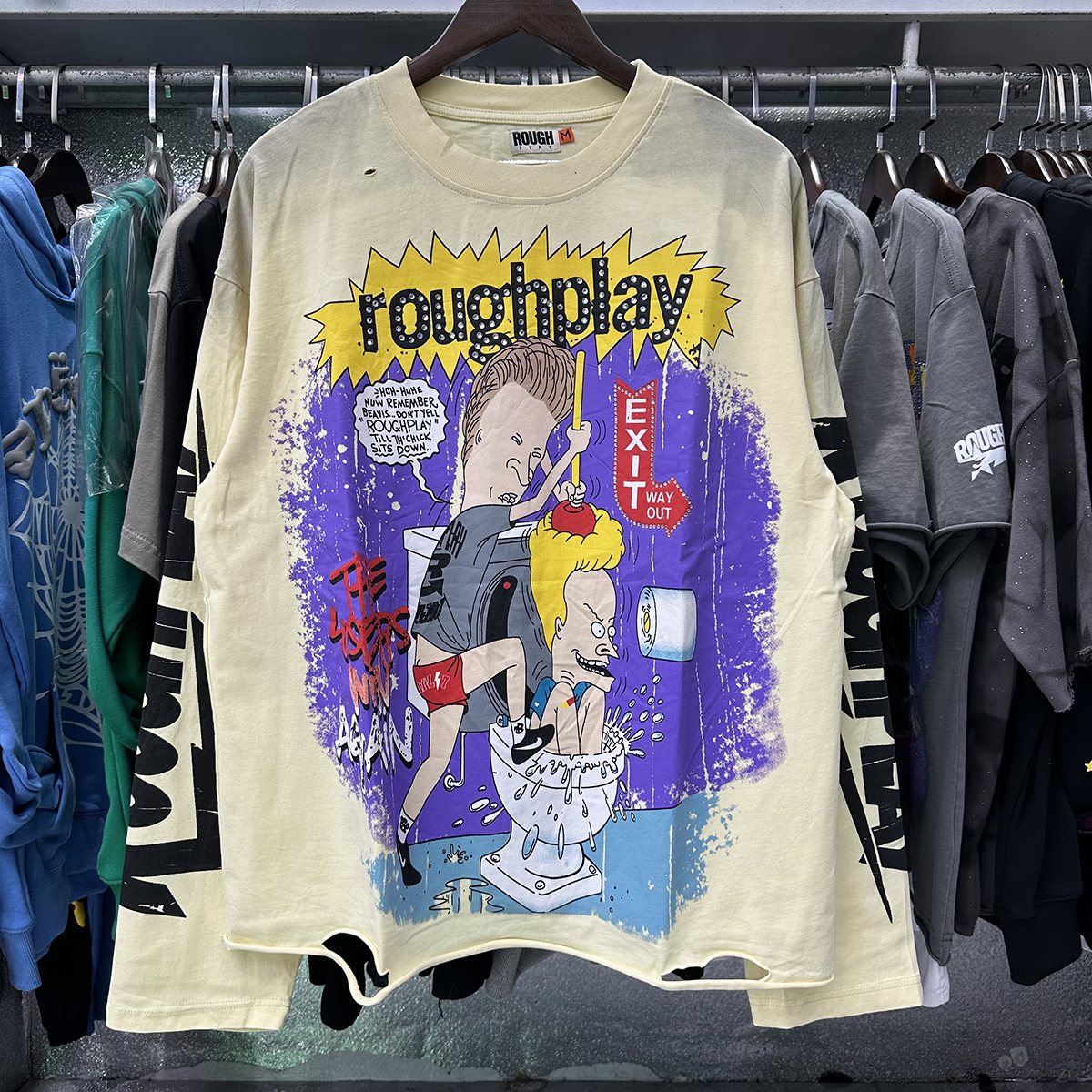 Rough Play Beavis Buttead Rhinestone Graphic Long-Sleeve T-Shirt — context