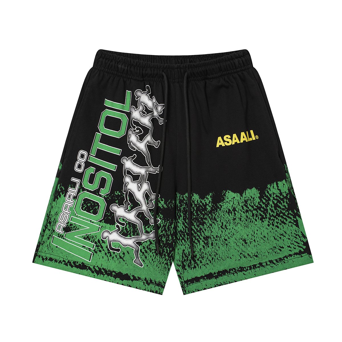 ASAALL Black Multicolor Graphic Shorts — front
