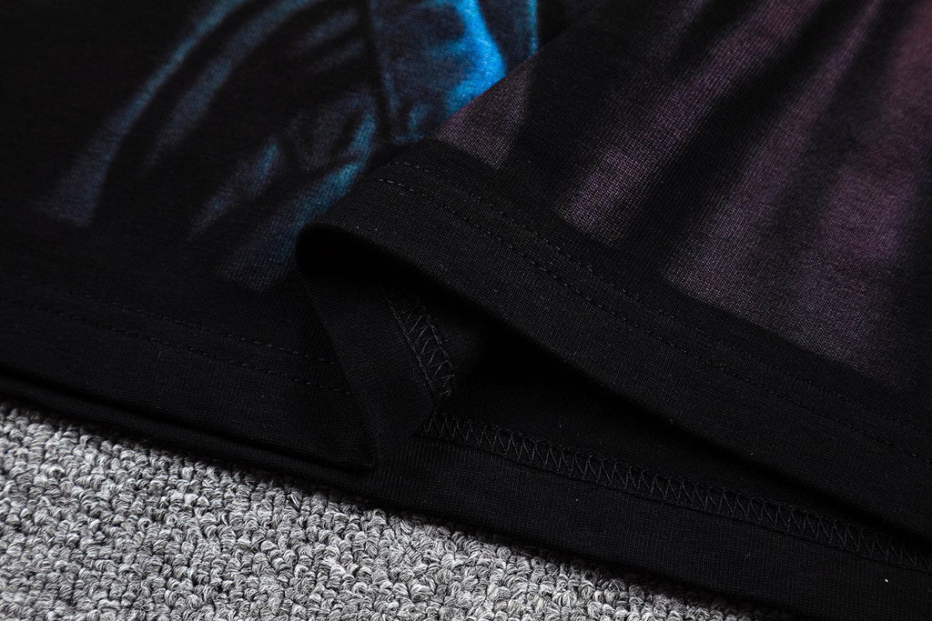 Glazagod Blue Graphic Short-Sleeve T-Shirt — fabric_closeup