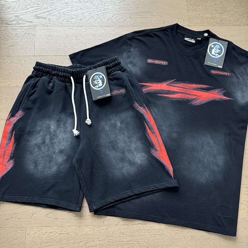 Hellstar Washed Black Sport Graphic T-Shirt & Shorts Set — hero