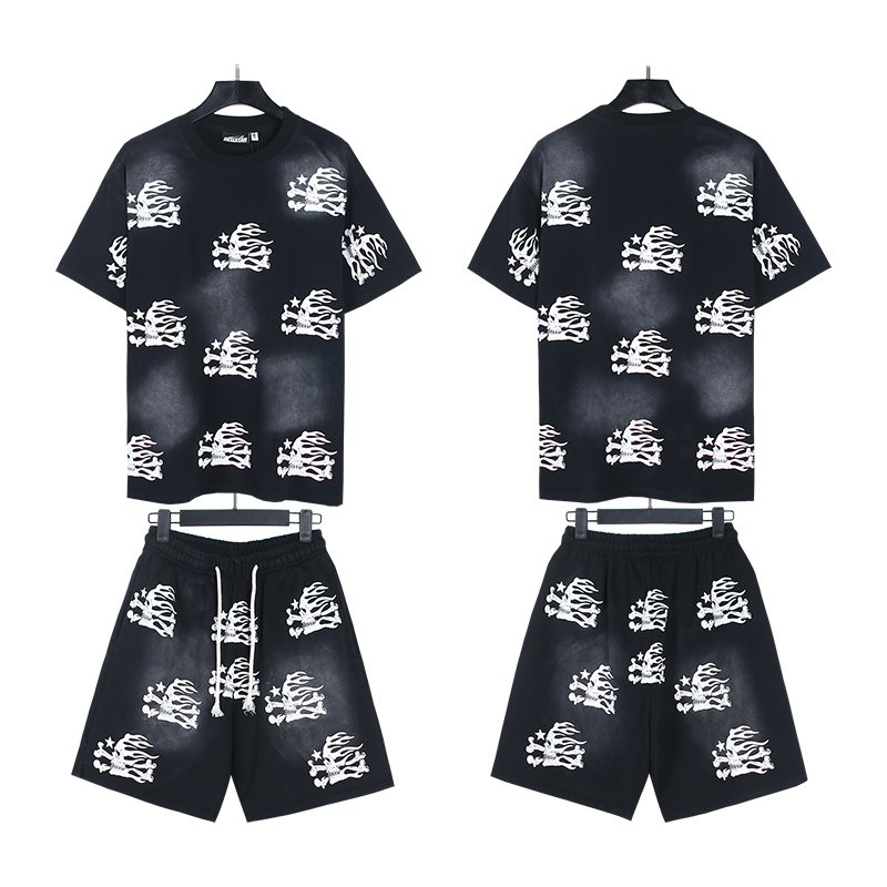 Hellstar Washed Black Flame Graphic Short-Sleeve Set — hero
