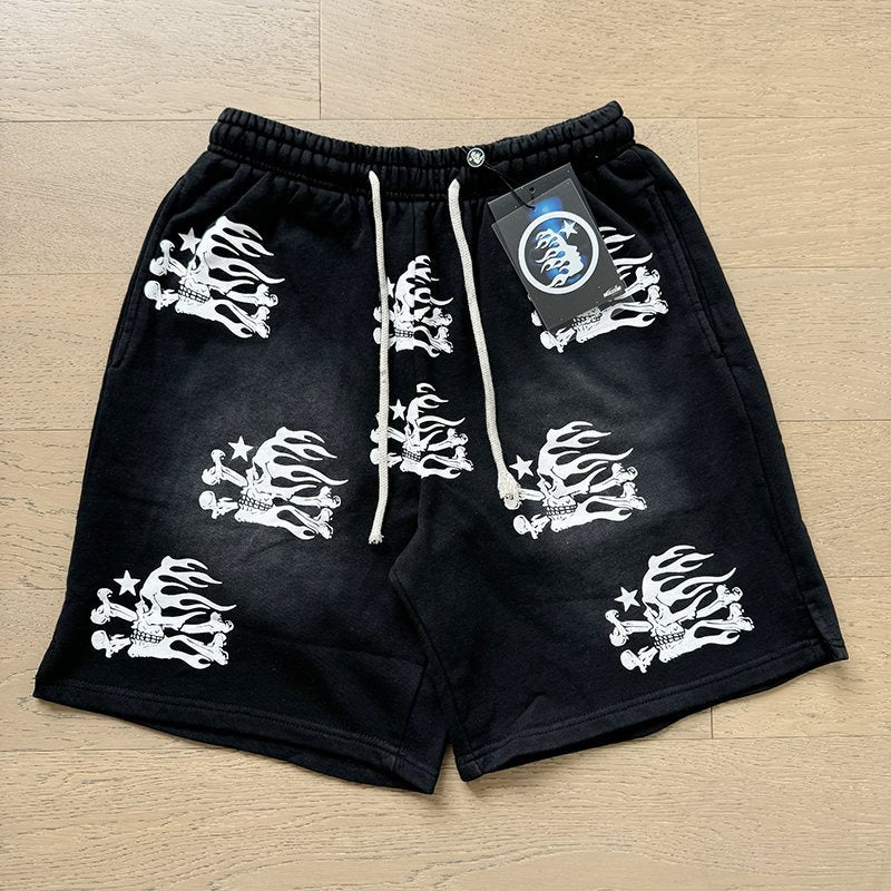 Hellstar Washed Black Flame Graphic Short-Sleeve Set — detail