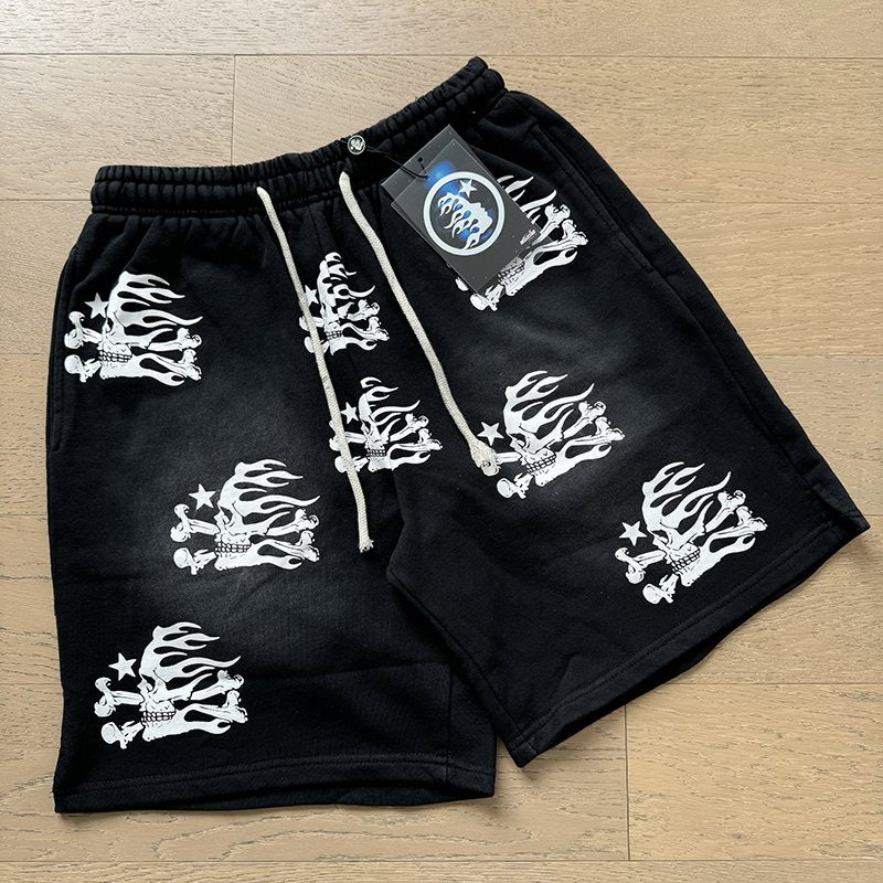 Hellstar Washed Black Flame Graphic Short-Sleeve Set — side