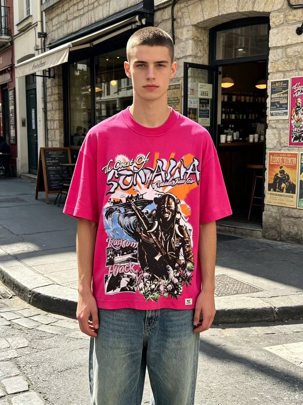 ASAALL Somalia Graphic Short-Sleeve T-Shirt — model