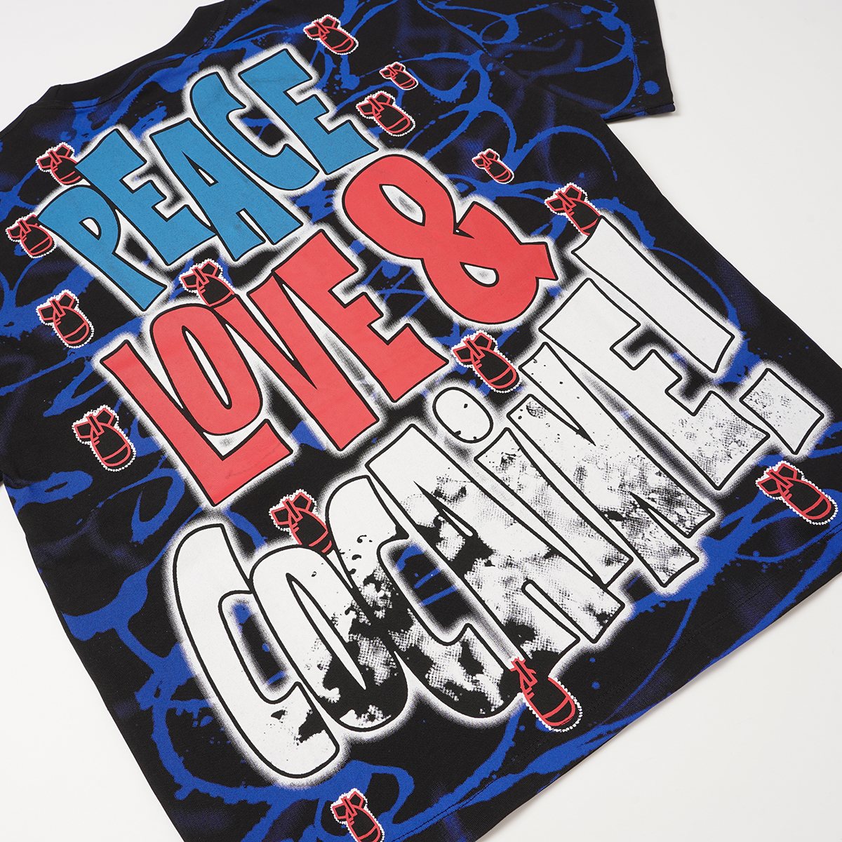 ASAALL Peace Love & Cocaine Singer Graphic T-Shirt — detail