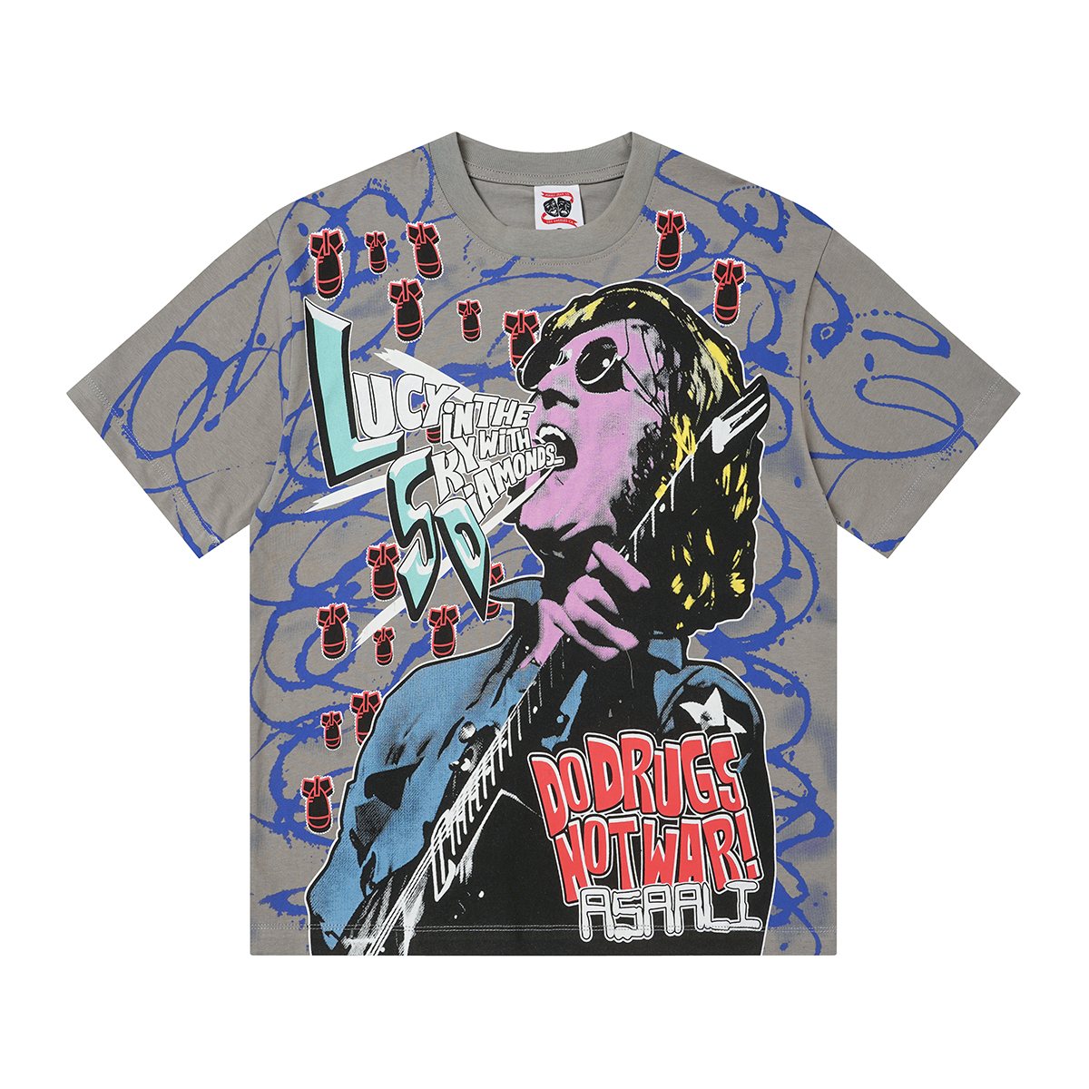 ASAALL Peace Love & Cocaine Singer Graphic T-Shirt — front