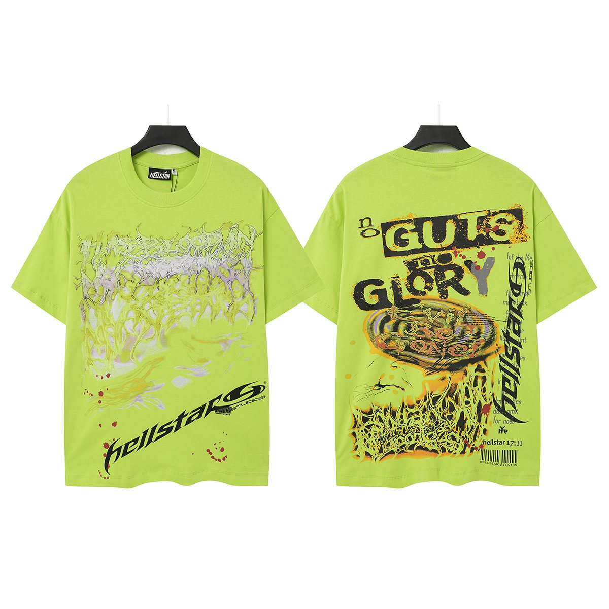 Hellstar Green Back Graphic Short-Sleeve T-Shirt — hero