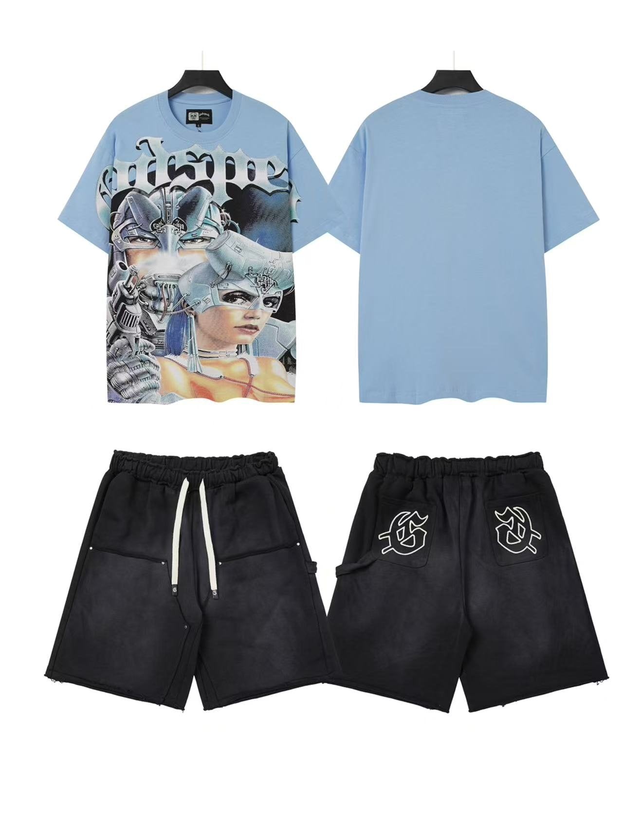 Godspeed Fashion Face Graphic T-Shirt & Shorts Set — front