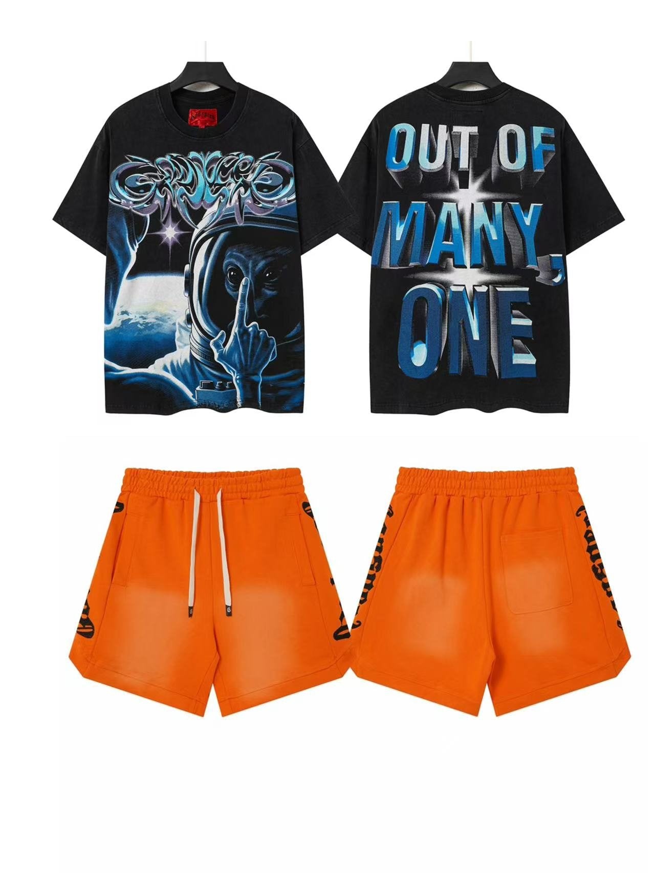 Godspeed Space Basketball Out Of Many One T-Shirt & Shorts Set — front