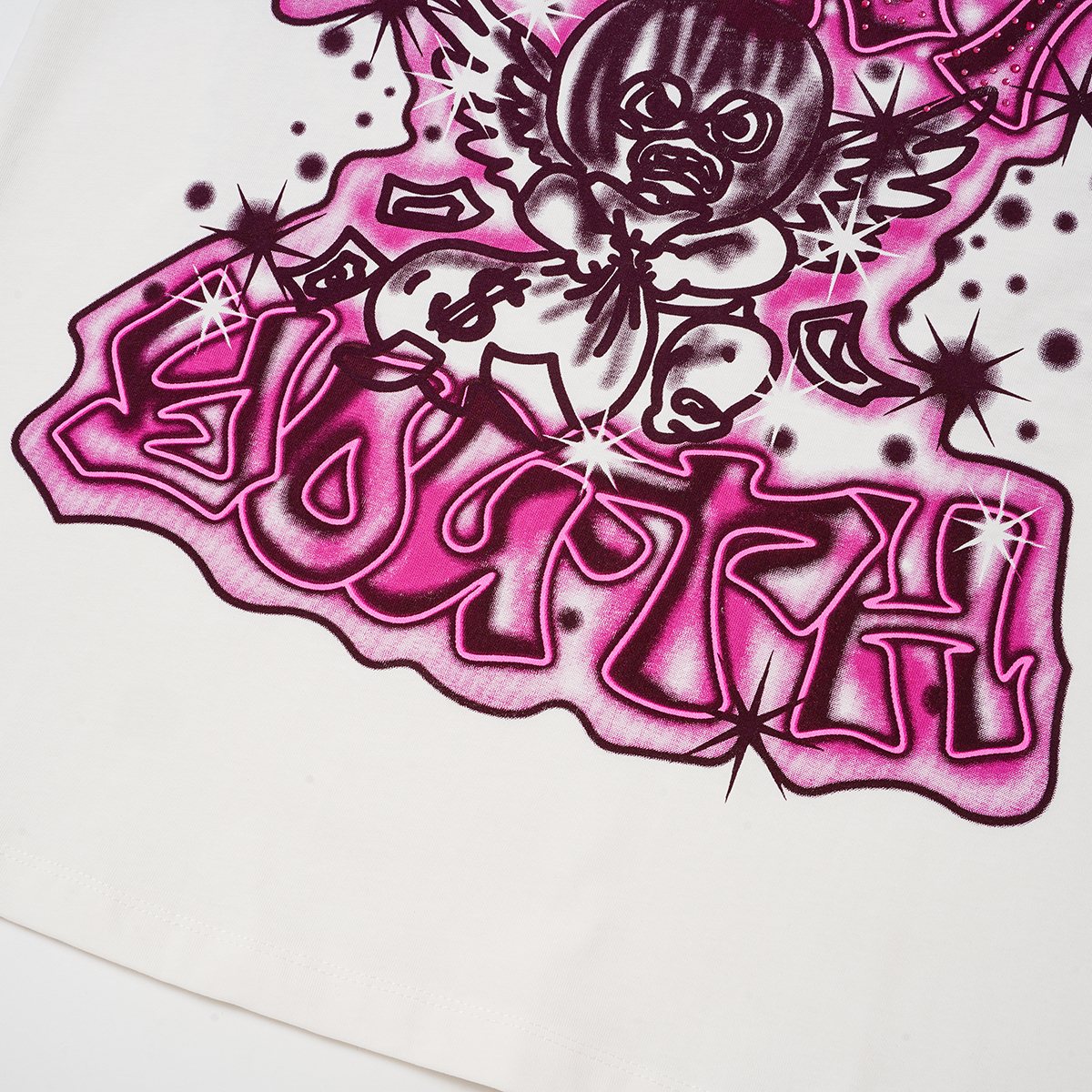 SAINT Rhinestone Front & Back Graphic T-Shirt — detail