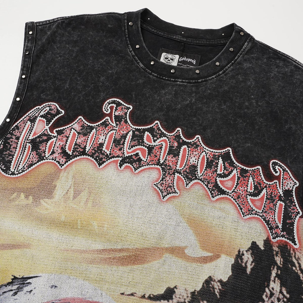 Godspeed Desert Skull Sleeveless T-Shirt — detail