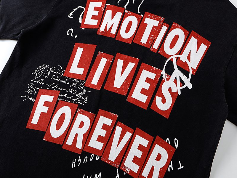 MIXED EMOTION Washed Black Graphic Ringer T-Shirt — detail