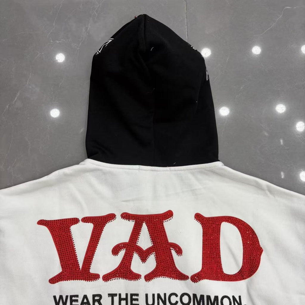 VARE ALL DAY Colorblock Rhinestone Zip Hoodie — detail