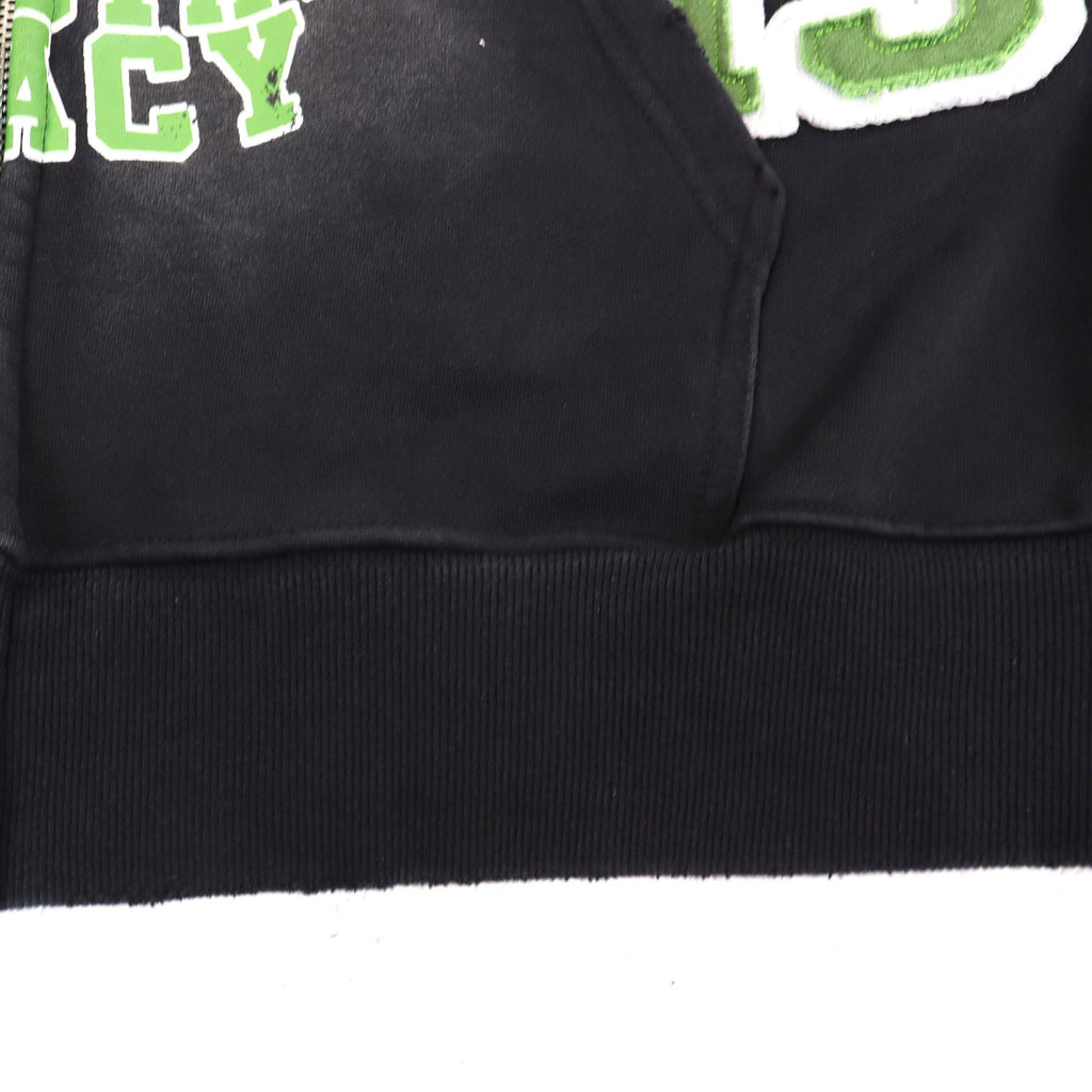 Valley Dreams Washed Black Collegiate Crest Zip Hoodie — detail