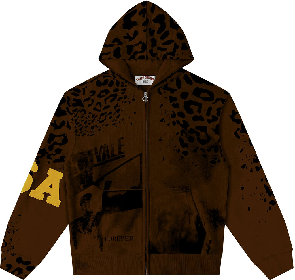 Valley Dreams Forever Leopard Panel Zip Hoodie — hero