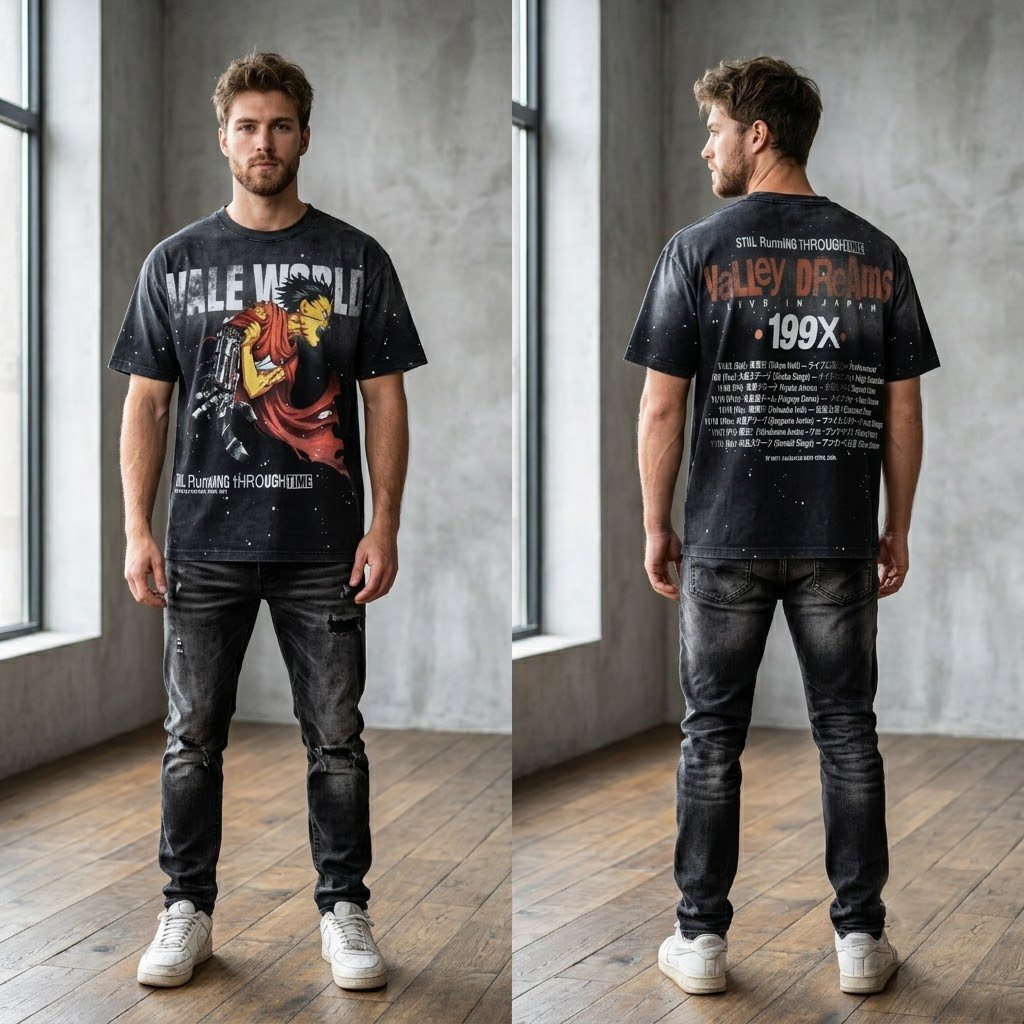 Valley Dreams Still Running Through Time Graphic T-Shirt — model