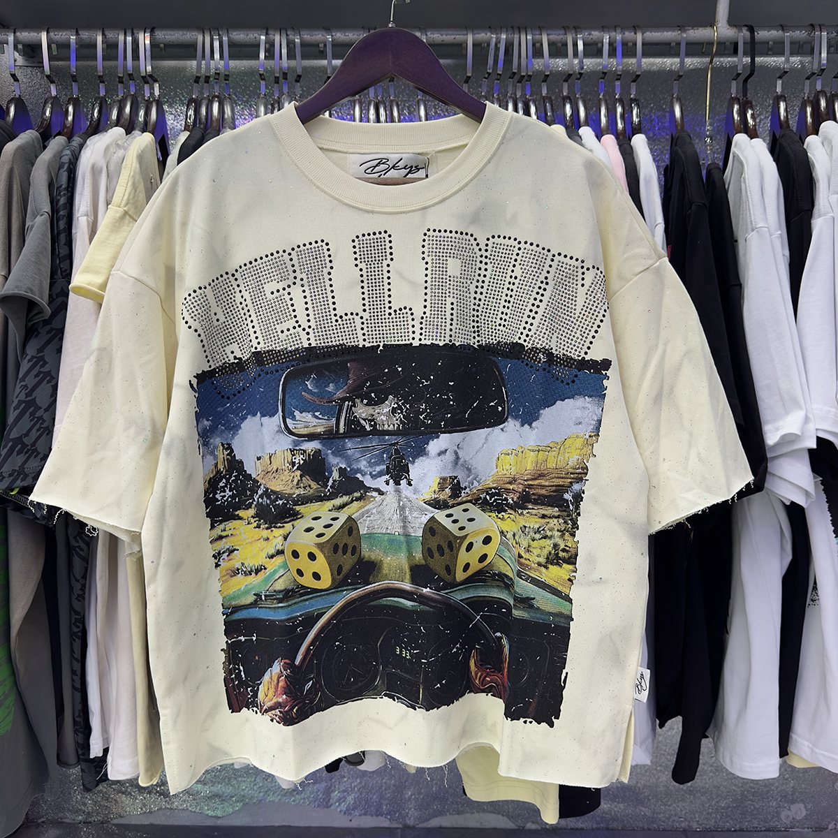 BKYS Revival Roll The Dice Car Graphic Cropped T-Shirt — context