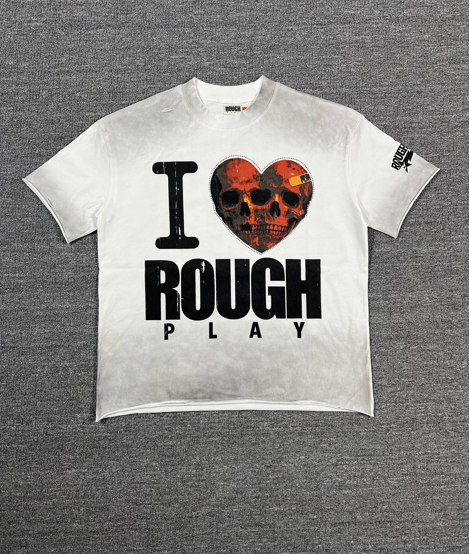 Rough Play Skull Heart Washed Graphic T-Shirt — front