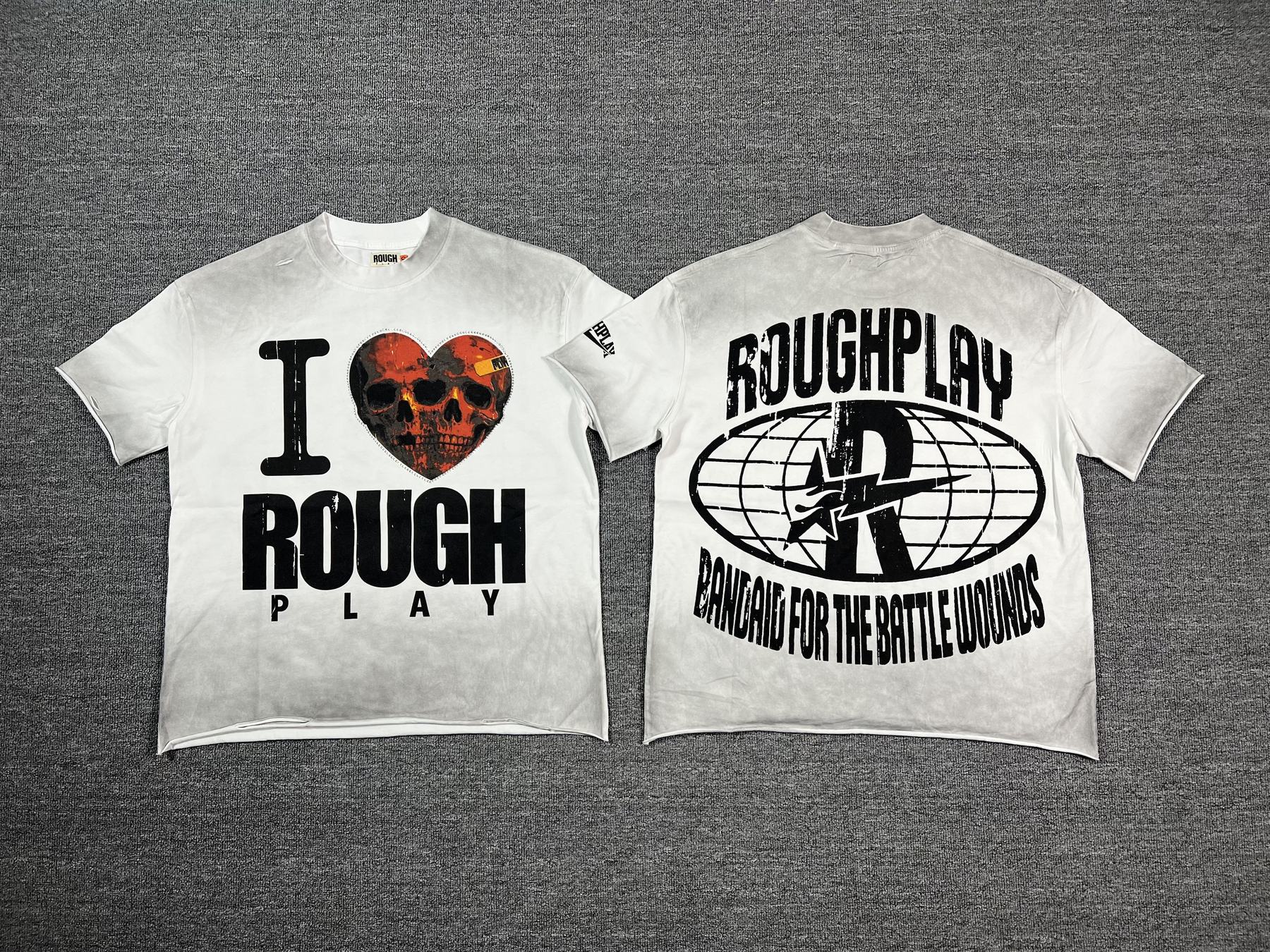 Rough Play Skull Heart Washed Graphic T-Shirt — comparison