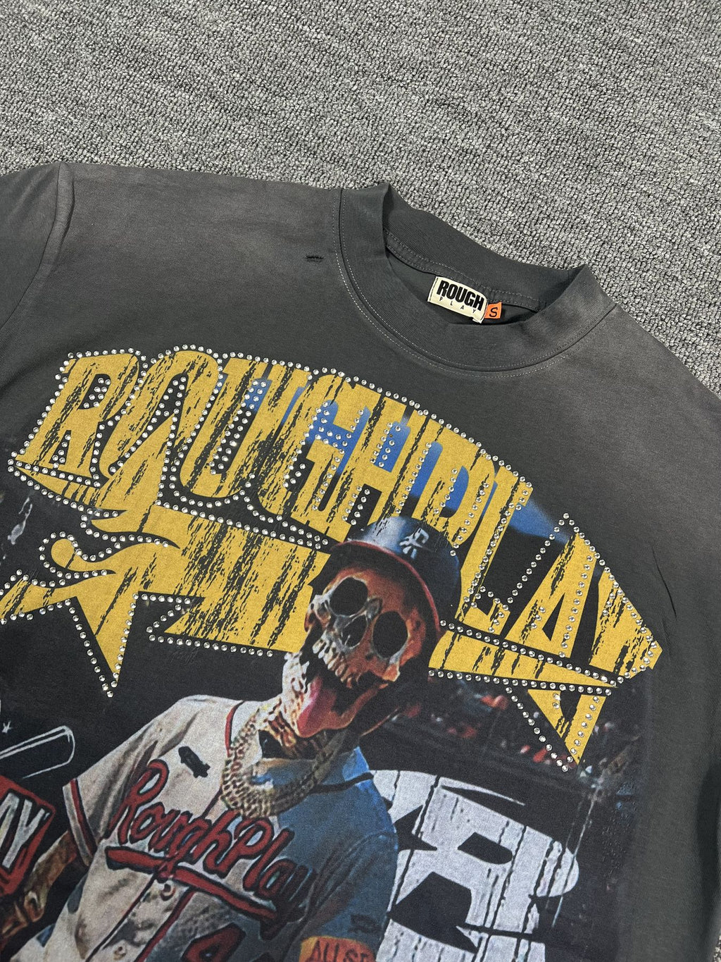 Rough Play Baseball Smiley Graphic T-Shirt — detail