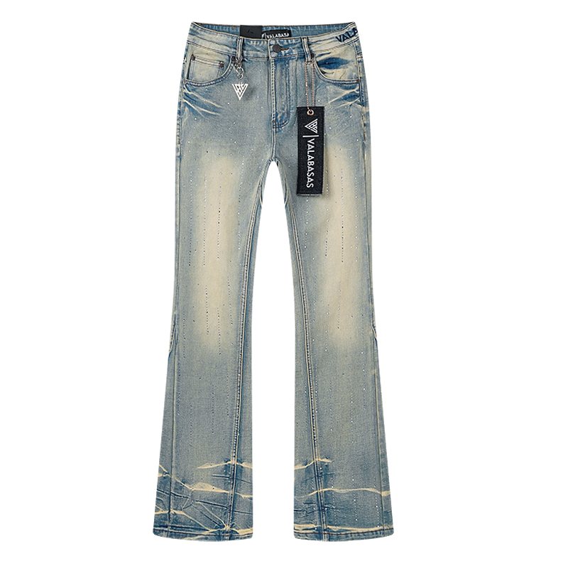 VALABASAS Light Blue Embellished Flare Jeans — hero