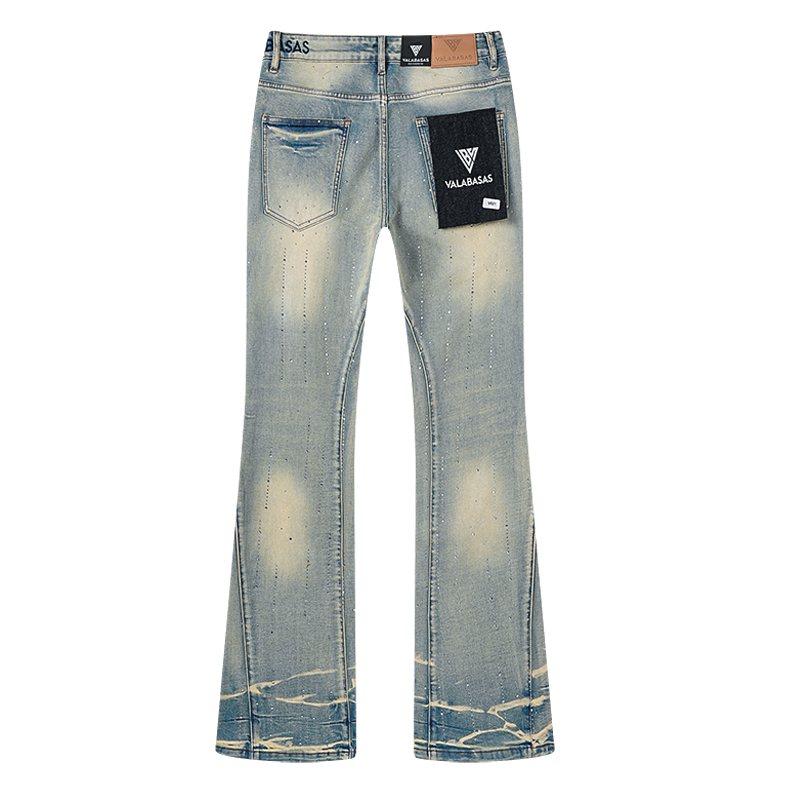 VALABASAS Light Blue Embellished Flare Jeans — back
