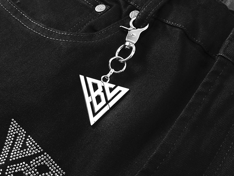 VALABASAS Black Triangle Motif Jeans — detail