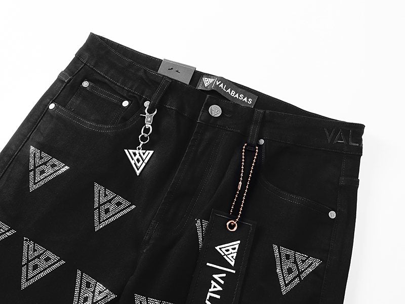 VALABASAS Black Triangle Motif Jeans — front