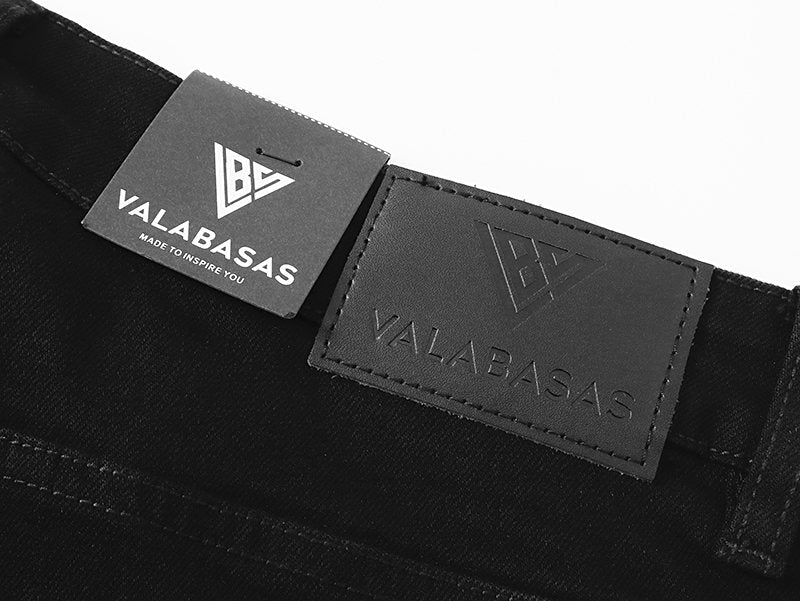 VALABASAS Black Triangle Motif Jeans — detail