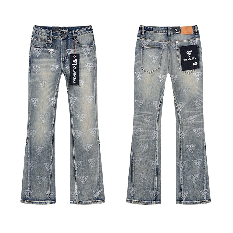 VALABASAS Triangle Motif Washed Denim Jeans — hero