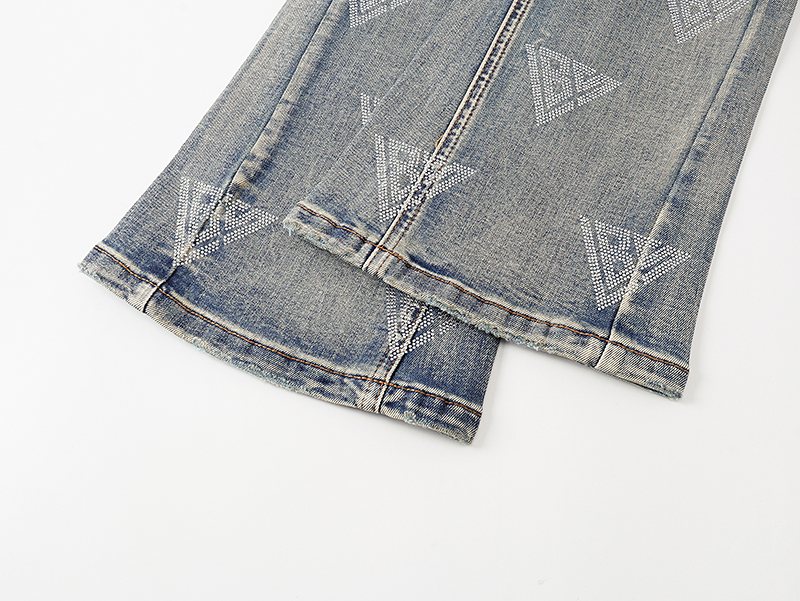 VALABASAS Triangle Motif Washed Denim Jeans — detail