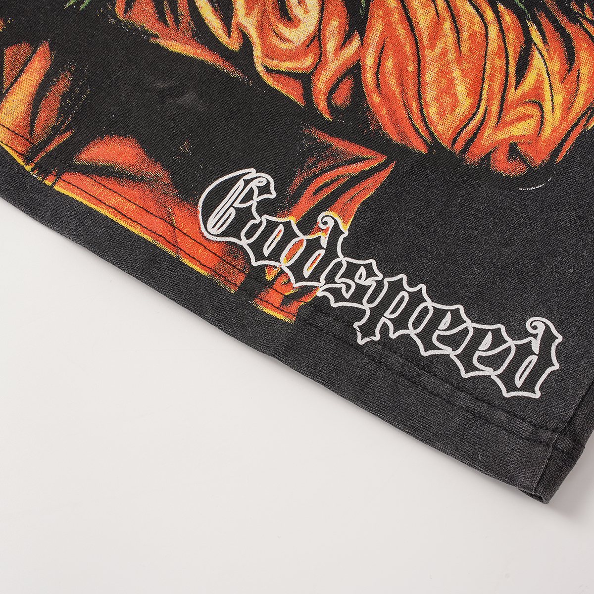 Godspeed Leaf Graphic Washed Black T-Shirt — detail
