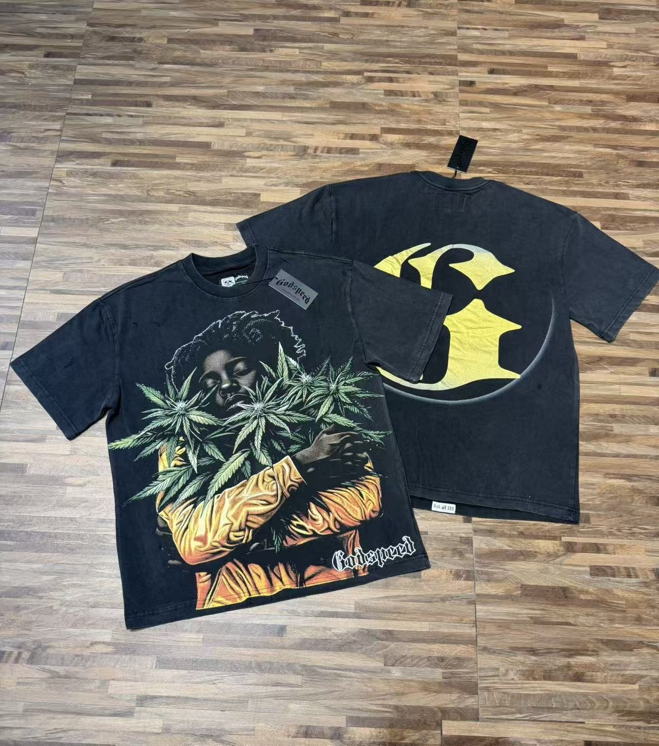 Godspeed Leaf Graphic Washed Black T-Shirt — context