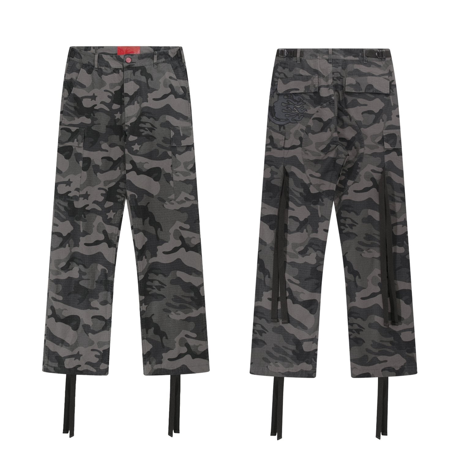 Hellstar Camo Cargo Pants with Strap Details — front