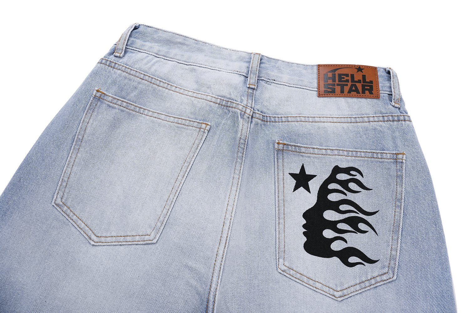 Hellstar Thorn Graphic Light Blue Jeans — detail