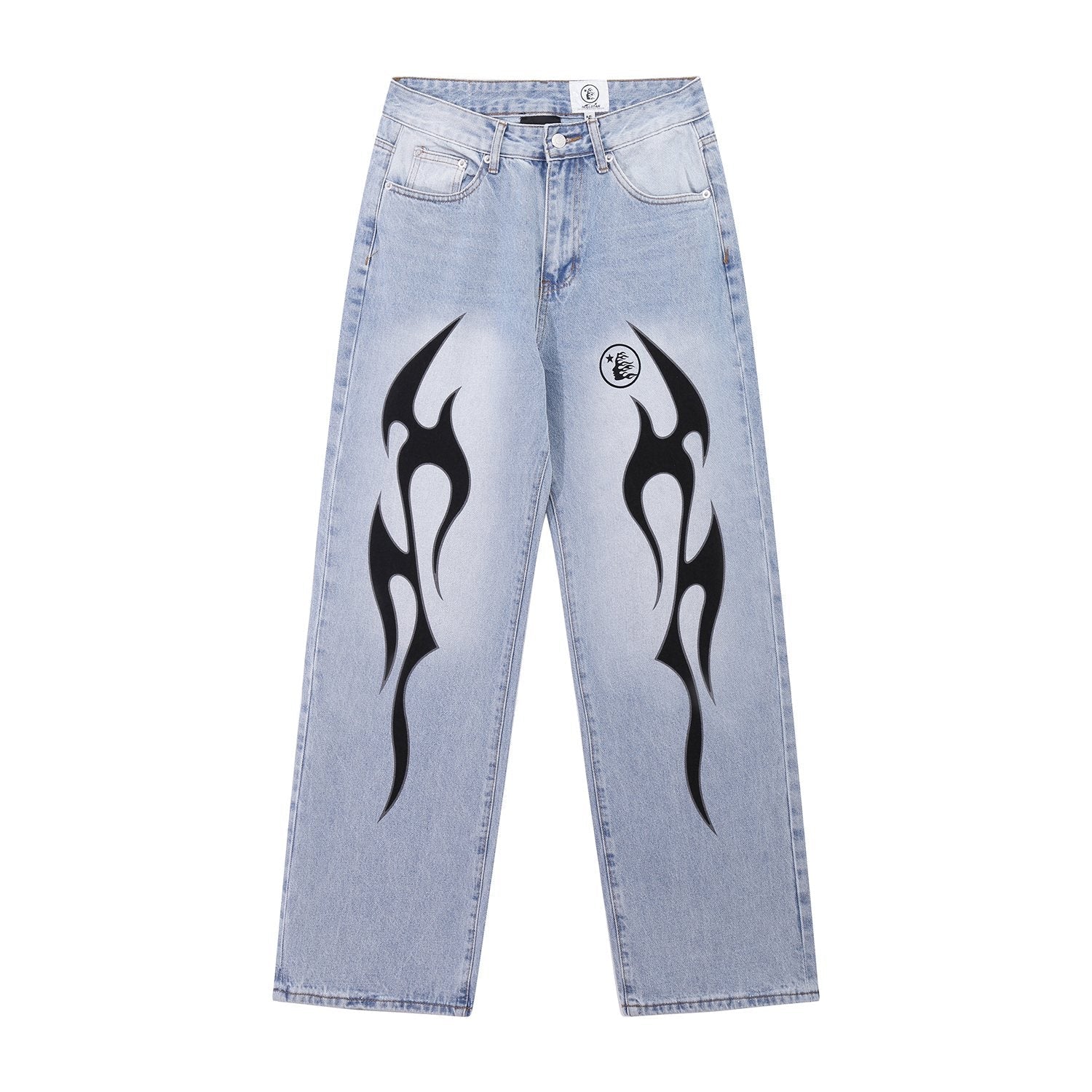 Hellstar Thorn Graphic Light Blue Jeans — front