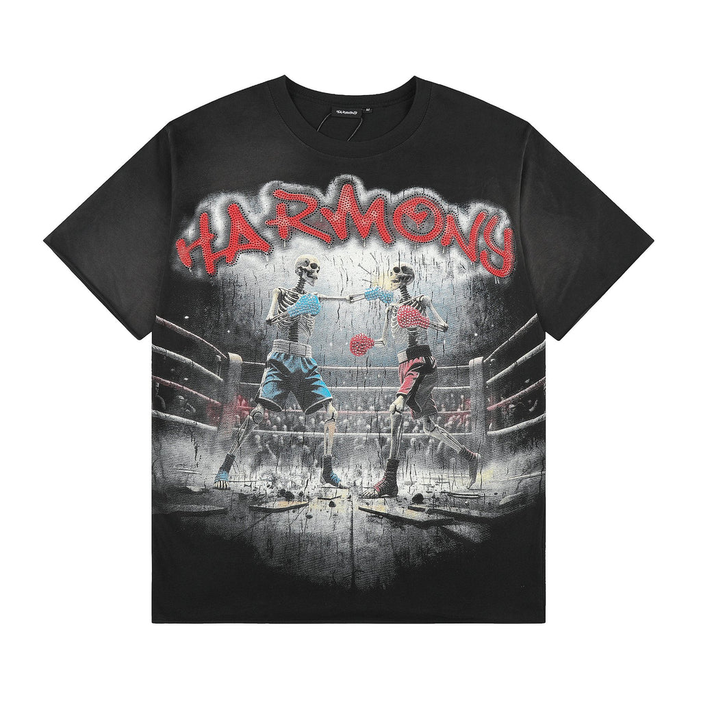 HARMONY Boxing Skeleton Graphic T-Shirt — front