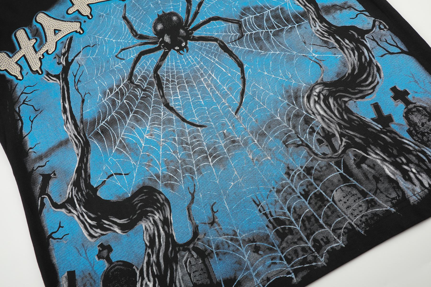 HARMONY Spider Web Graphic Black Short-Sleeve T-Shirt — detail