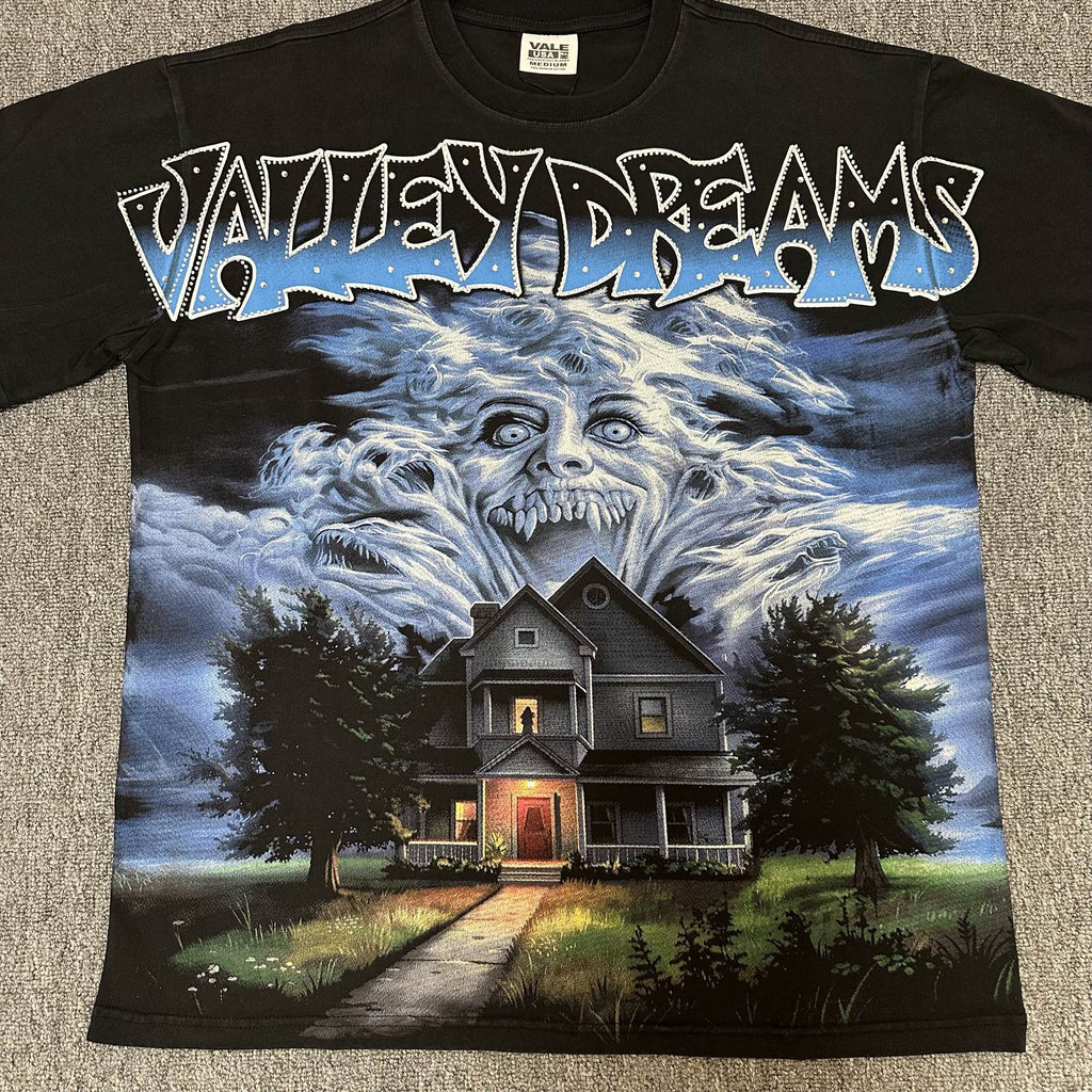 VALE USA Valley Dreams Haunted House Graphic T-Shirt — front