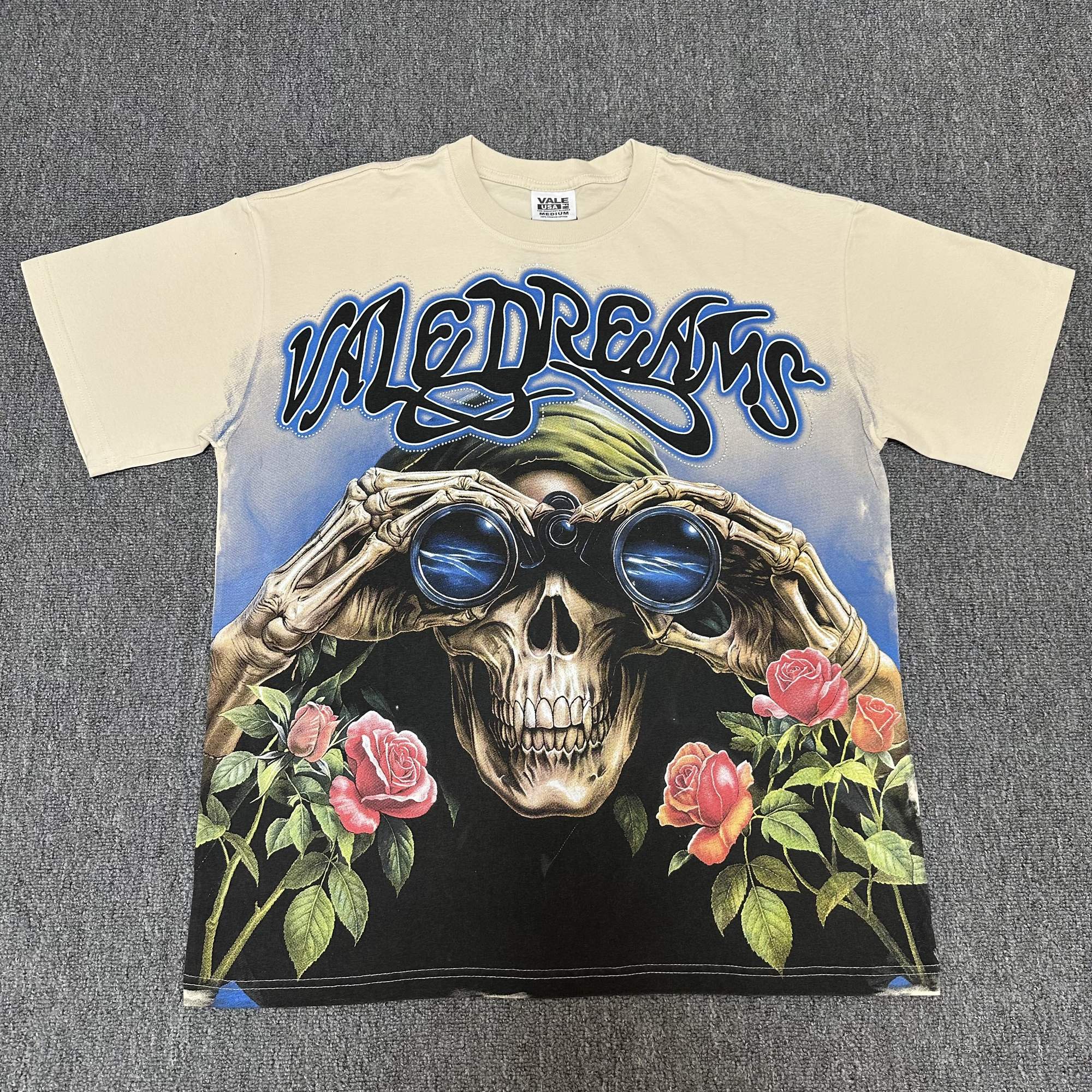 VALE USA Skull & Roses Rhinestone Short-Sleeve T-Shirt — hero