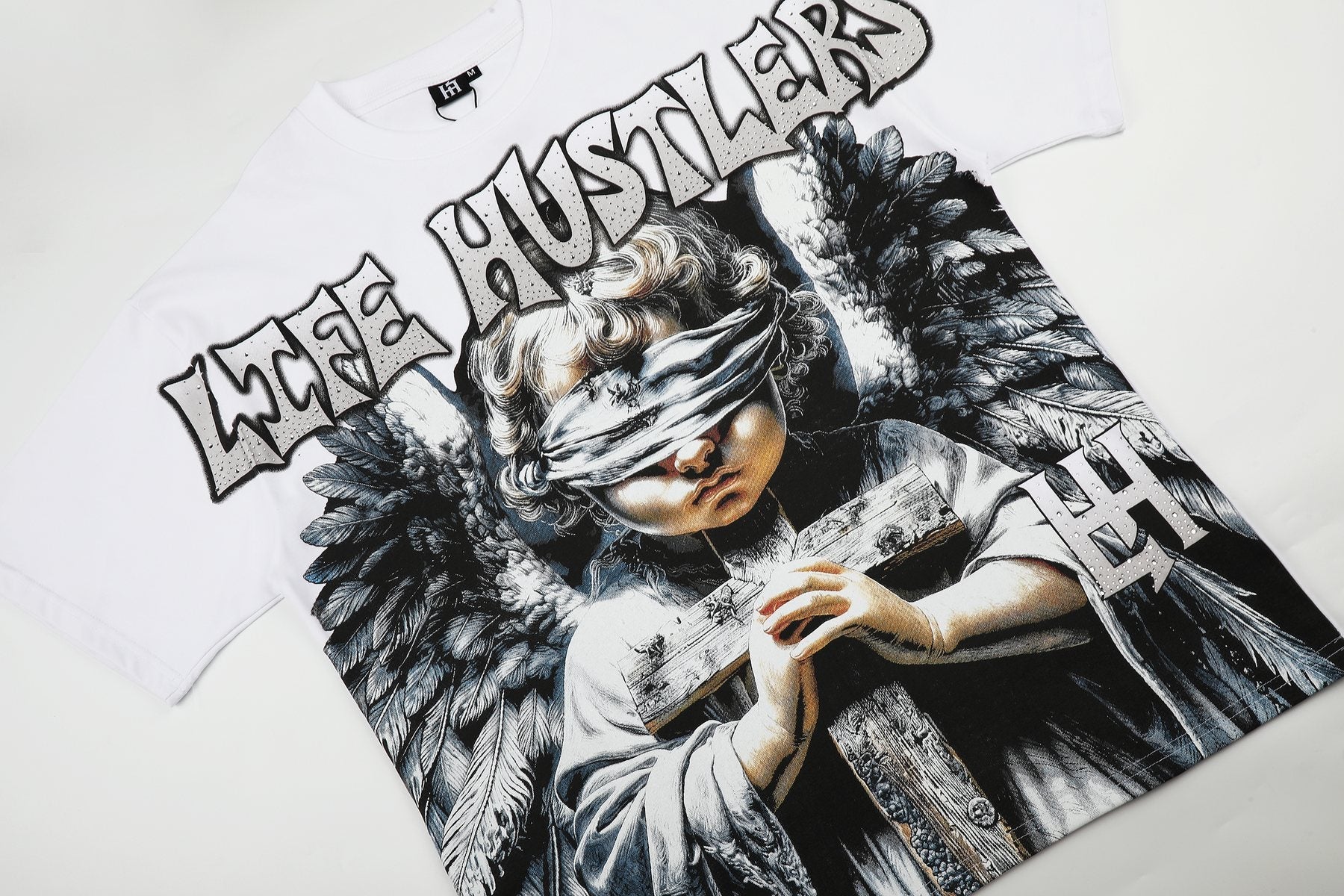Life Hustlere LIFE HUSTLERS Angel Graphic T-Shirt - White/Black — detail
