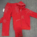 Sp5der Rhinestone Spiderweb Zip Hoodie & Pants Matching Set — hero