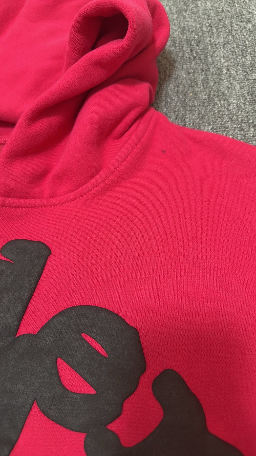 Sp5der Red Graphic Zip Hoodie — detail