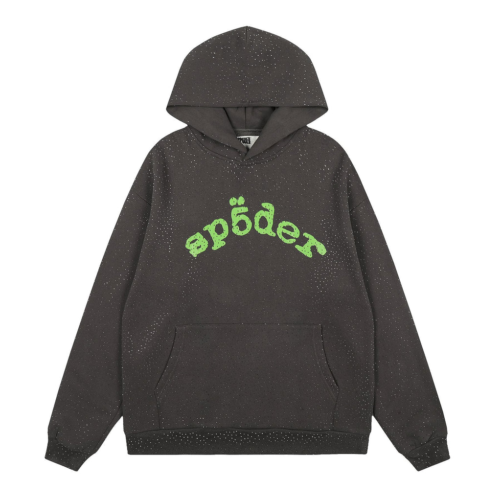 Sp5der Rhinestone Hoodie & Pants Matching Set — front