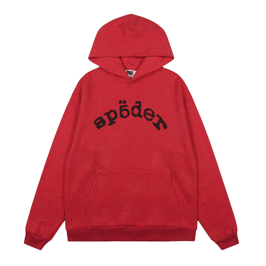 Sp5der Rhinestone Hoodie & Pants Matching Set — front